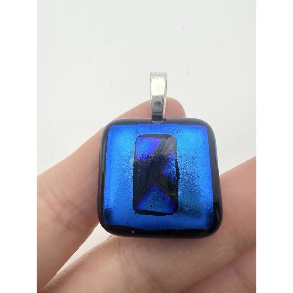 handmade fused dichroic Glass Pendant Signed